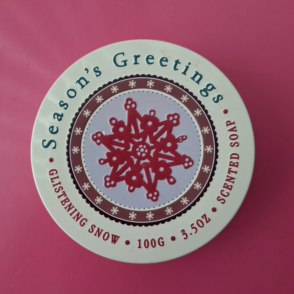 Scottish Fine Soaps White Glistening Snow Snowflake Tin Pier 1 Scotland NEW